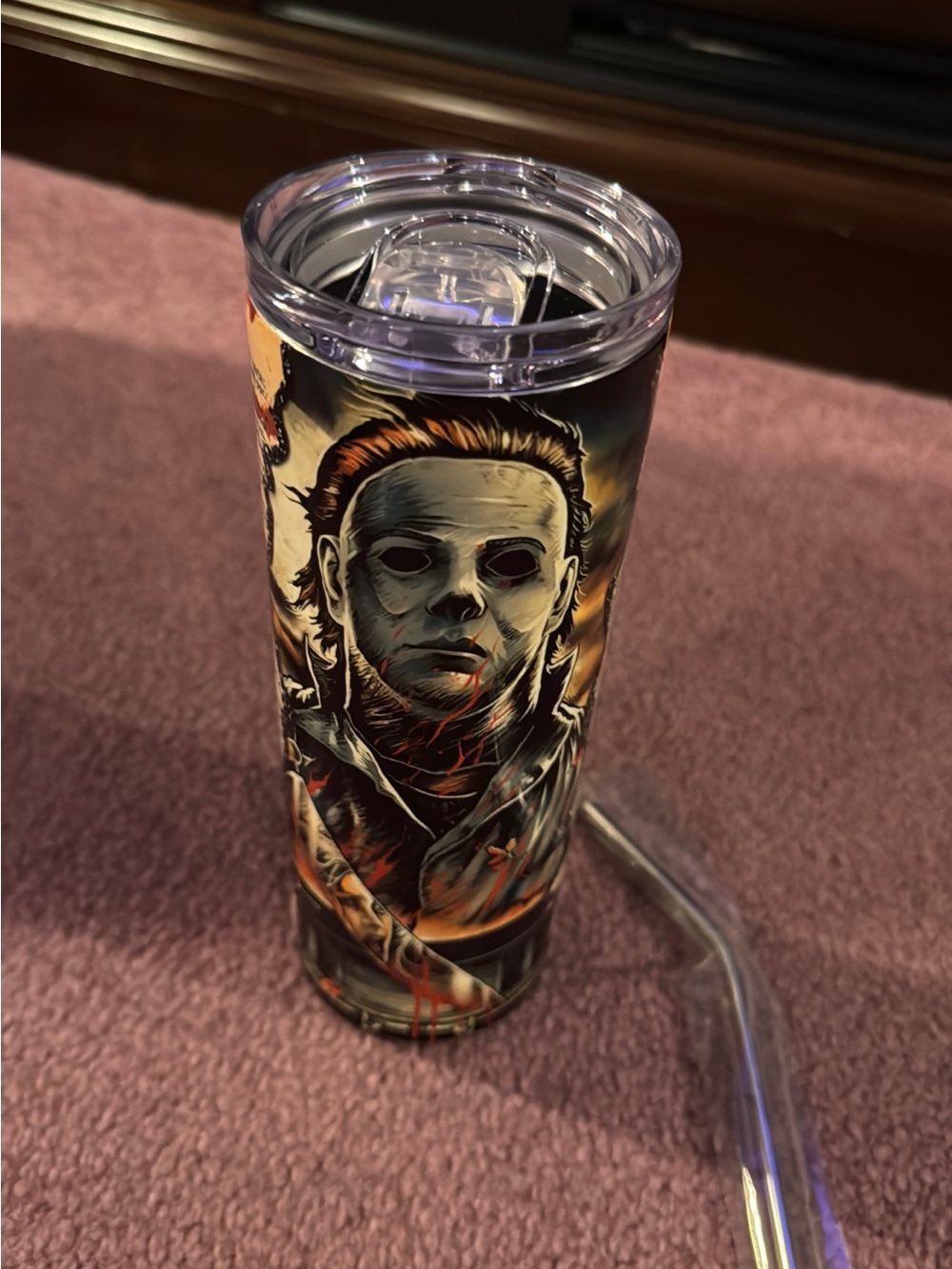 Horror Movie Michael Mask Stainless Travel Tumbler - Black/Gray